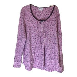 Pink Floral Pajama Top With Lacey Neckline by Character XL